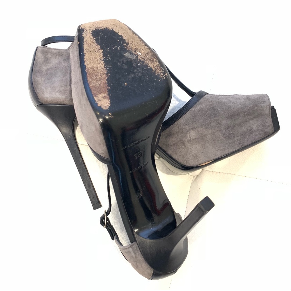 BALENCIAGA Suede Leather Platform Heels Sz 39 - Picture 7 of 8